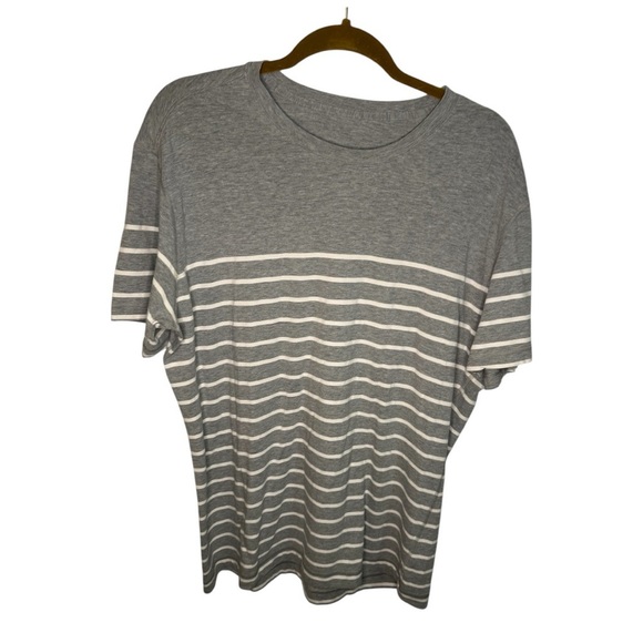 Lululemon Men’s Gray and White Striped Tee - Picture 1 of 4
